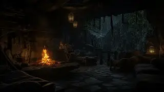 No Ads, Cozy Night in Cave with Rain & Fireplace Sounds 🌧️🔥 Perfect Ambience for Deep Sleep😴