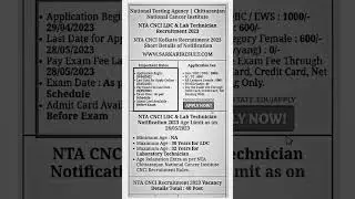 #NTA CNCI LDC, Lab Technician Online Form 2023#