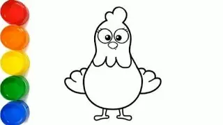 How to draw easy chicken for kids and toddlers