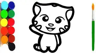 My Talking Tom Drawing, Painting and Coloring for kids and toddlers | Draw talking tom #tom #angela