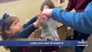 Anchorage Catholic school students craft blanket, care kits for Anchorage homeless population