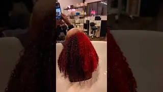 RED CURLY HAIR SKUNK STRIPE #redcurlyhair #naturalhair #skunkstripehair #haircare #redafro #4chair