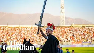 Arturo Vidal dresses as medieval knight and rides horse for 35,000 fans at unveiling