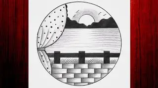 Easy circle scenery drawing /Easy drawing ideas for beginners/ How to draw pencil sketch drawing