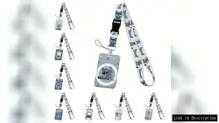 Potdemiel Stitch Angel Cartoon Student holder card Plastic buckle mobile phone lanyard id badge hold