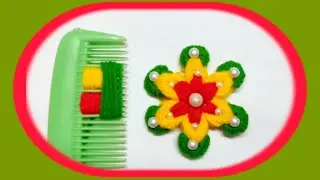 Super Easy Woolen Flower Making Trick Using Hair Comb - Hand Embroidery Amazing Flower Design