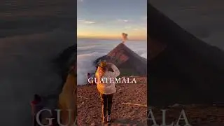 Hiking on one volcano while watching another one erupt 🤯 #acatenango #guatemala