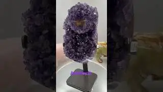 9 X 4 INCH HIGH GRADE URUGYAN AMETHYST CLUSTER ON METAL STAND