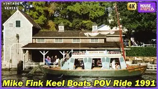 Mike Fink Keel Boats POV Ride 1991 on Rivers of America w/Burning Settlers Cabin - Magic Kingdom