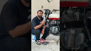 The chrome engine buffing process! How to clean water marks on engine. #interceptor650