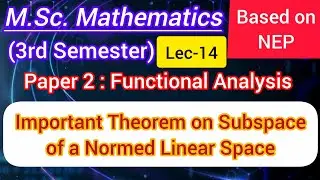 Important Theorem based on subspace of a Normed Linear Space | M.Sc. Maths 3rd Sem NEP | Paper-2 