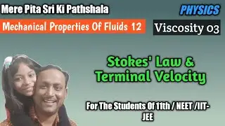 Stokes Law & Terminal Velocity ||Viscosity 03|| Fluid Mechanics 12 || Adarsh Agarwal || NEET / IIT