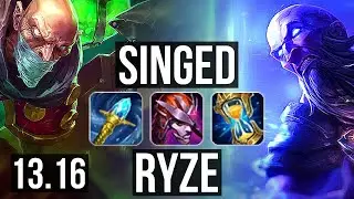 SINGED vs RYZE (MID) | 4/1/14, 1100+ games, 1.4M mastery | NA Master | 13.16