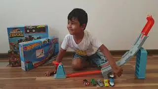 HOT WHEELS LOOP LAUNCHER HILL CLIMB CHAMPION MONSTER TRUCK MECHA SHARK FACE-OFF KIDS TOYS UNBOXING