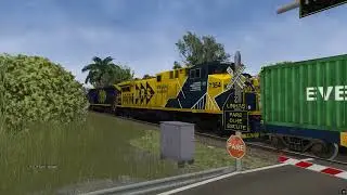 Ac44i #7302 e #7354 no trem de carga geral no Open rails/MSTS