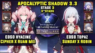 E0 Hyacine Carry W/ Cipher & E0 Topaz Carry (3 Stars) Apocalyptic Shadow 3 Honkai Star Rail 3.3