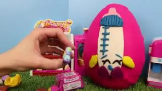 SHOPKINS Giant PLAY DOH EGG ❤ Shopkins Fluffy Baby Egg 12 Pack Season 2 & Blind Bags DisneyCarToys
