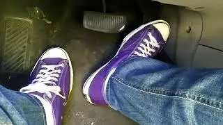 driving in size 17 purple vintage converse- USA made