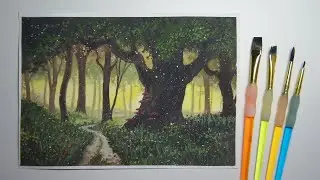 #art #artist Сказочный пейзаж (Рисуем гуашью) Волшебный лес (2020)