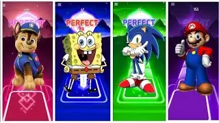 POW PATROL vs SPONGEBOB vs SONIC vs SUPER MARIO/Tiles hop edm COFFIN DANCE 