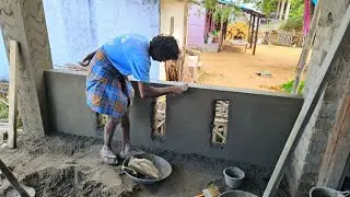 Plastering Techniques_Portico Front Side Design Brick Handwall Plastering with Cement|Wall Elevation