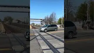🚗🚙Close-up view cars crossing train tracks ASMR
