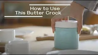 Dowan Porcelain Butter Keeper Crock, French Butter Dish with Lid, Embossed Butter Container, Blue