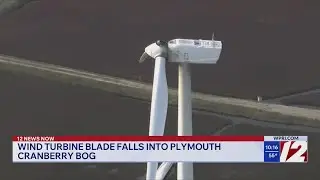 Blade snaps off wind turbine, falls into Plymouth cranberry bog