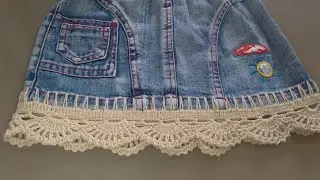 barrado Em leques em saia jeans muito facil de fazer
