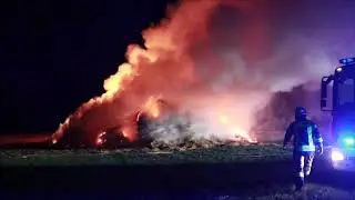700 Strohballen brennen auf Feld bei Kolenfeld