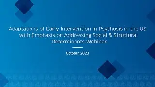 Adaptations of Early Intervention in Psychosis in the US webinar