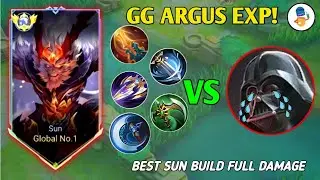 SUN DAMAGE 🤯 VS. ARGUS EXP! (try build!💀)- BEST BUILD SUN ~ MLBB