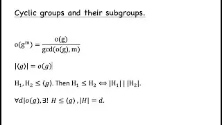 Cyclic groups and their subgroups