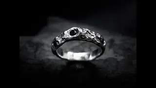 Crown | ooak silver ring with natural black spinel stones by INNERSTONE