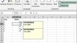 Printing comments in excel