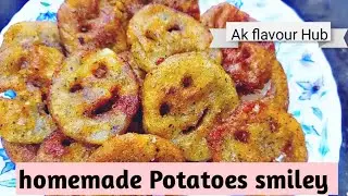 Homemade Potatoes smiley || Easy evening snacks ideas by ak flavour Hub 😋