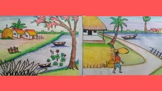 2 easy scenery drawing || autumn /late autumn season scenery drawing || easy drawing #scenery 