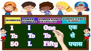 1To50 CountingNumber,RomanNumerals,Numbers Name English&Hindi For Kids|1से50 तक गिनती अंग्रेजी&हिंदी