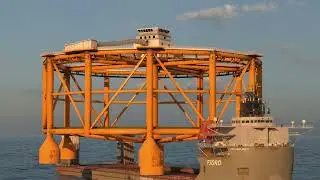 Suction Bucket Jacket Foundation on Transport Vessel &ndash; Offshore Wind Deployment Preparation