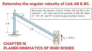 Determine the angular velocity of links AB and BC at the instant 0 = 30&deg;. - Engineers Academy