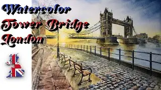 Watercolor - 🇬🇧London Tower Bridge in England, UK / landscape painting