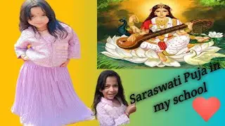 Saraswati Puja in school 🙏🏻💐# Dhanvi's daily vlog video 😆#dailyvlog #vlogvideo #vlog #youtubevideos 