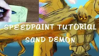 Adobe Photoshop 2020: how to draw a Sand demon (digital art Speedpaint)