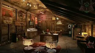 fallout 76 cryptid Hunter's camp ambiance with old sifi radio shows