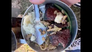 Mess Kit Canteen Firebox Freestyle Steak, Mashed Potatoes and Green Beans.