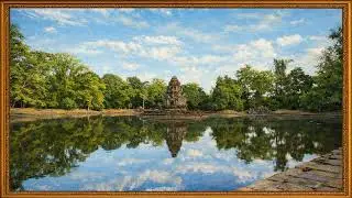 Mystical Neak Pean Temple Rising from Water | Angkor, Cambodia | 4K Framed TV Art Screensaver