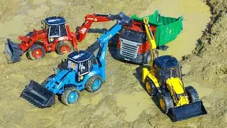 Ashok Leyland Tata Signa Tipper Accident Deep Muddy Road Pulling 3 JCB 5CX ? Cartoon Video | CS Toy 