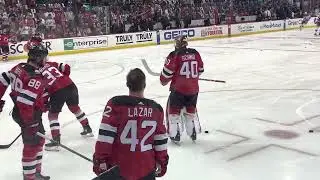 Akira Schmid NJ Devils ON THE GLASS Warmups Breakaway Shots