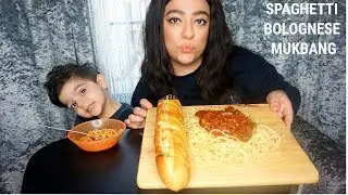 SPAGHETTI BOLOGNESE MUKBANG WITH MY TWO YEAR OLD SON | MESSY EATING | BIG BITES