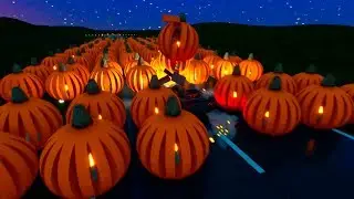Cars Crashes into Lego Halloween Pumpkins - Brick Rigs